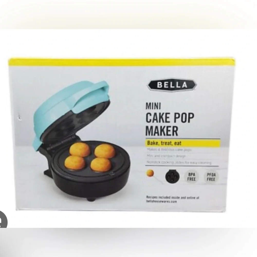 NIB Bella Mini Cake Pop Maker Blue Nonstick Cooking Compact Easy Store 350 Watts